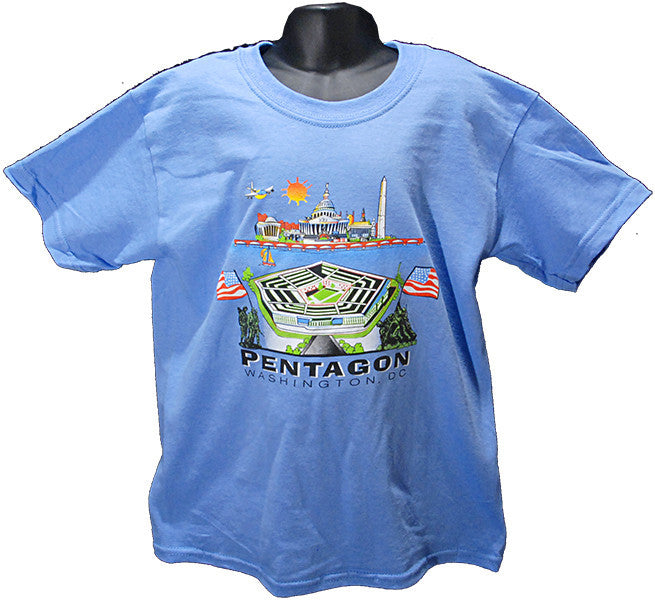 YTDC12C Youth T Washington DC Pentagon Cartoonscape CAROLINA BLUE BLUE