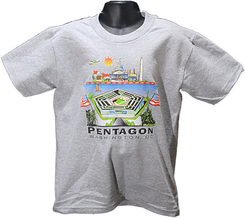 YTDC12G Youth T Washington DC Pentagon Cartoonscape GREY