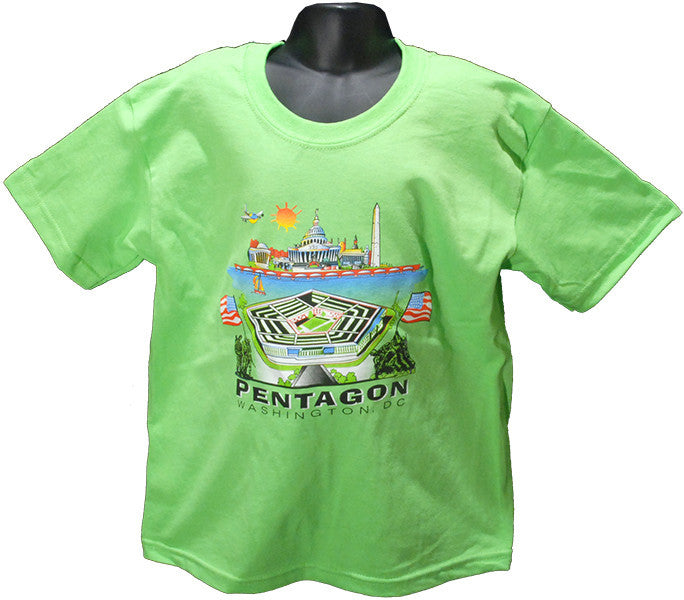 YTDC12L Youth T Washington DC Pentagon Cartoonscape LIME