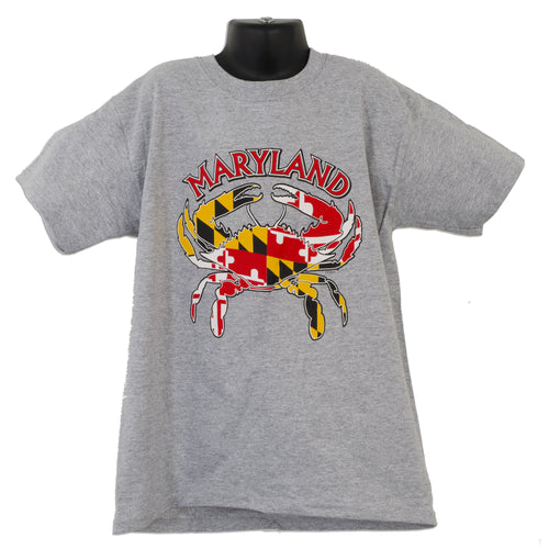 YTMD03GM Youth T Maryland Crab/Flag SPORT GREY