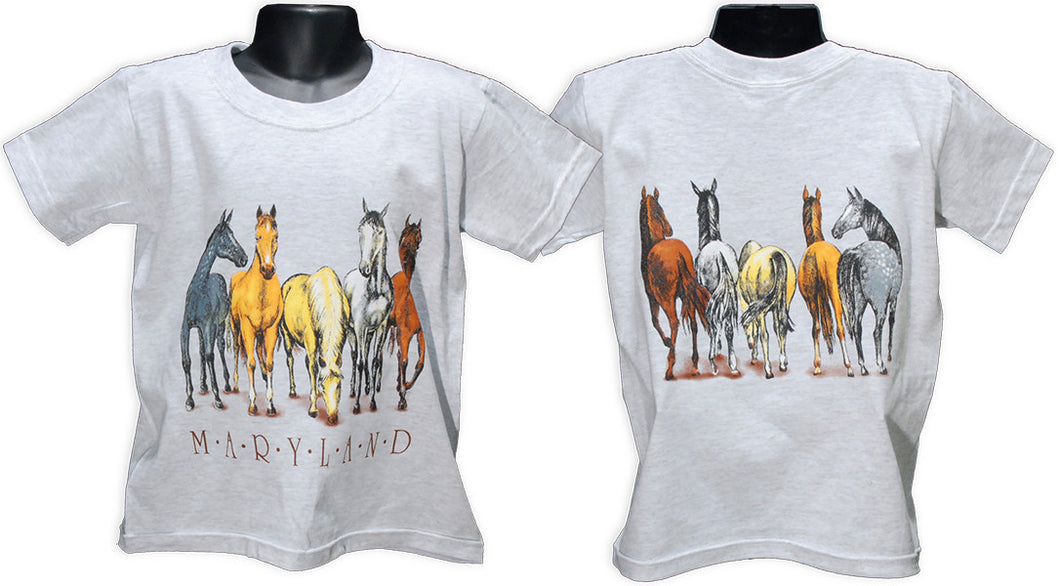 YTMD04A Youth T Maryland Horses 2-Sided ASH