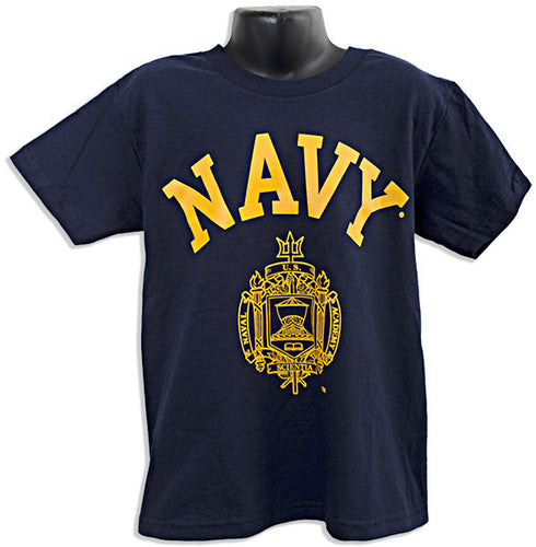 YTNA01N Youth T 100% Navy with Crest Navy