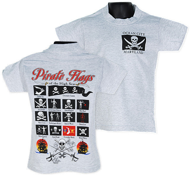 YTOC02A Youth T Pirates Flags 2-sided Ocean City MD Ash