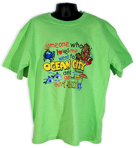 YTOC05L Youth T Ocean City Someone Loves Me LIME