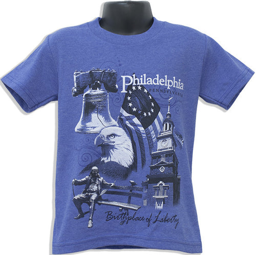 YTPH01Y Youth T Philadelphia Scroll Heather ROYAL