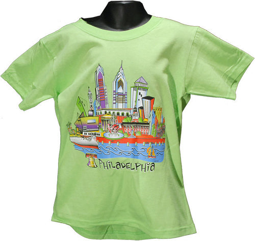 YTPH02L Youth T Philadelphia Cityscape LIME