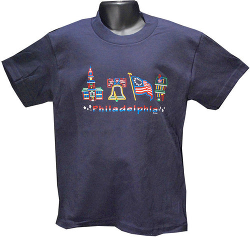 YTPH05N Youth T 100% Philadelphia 4-Scene Navy