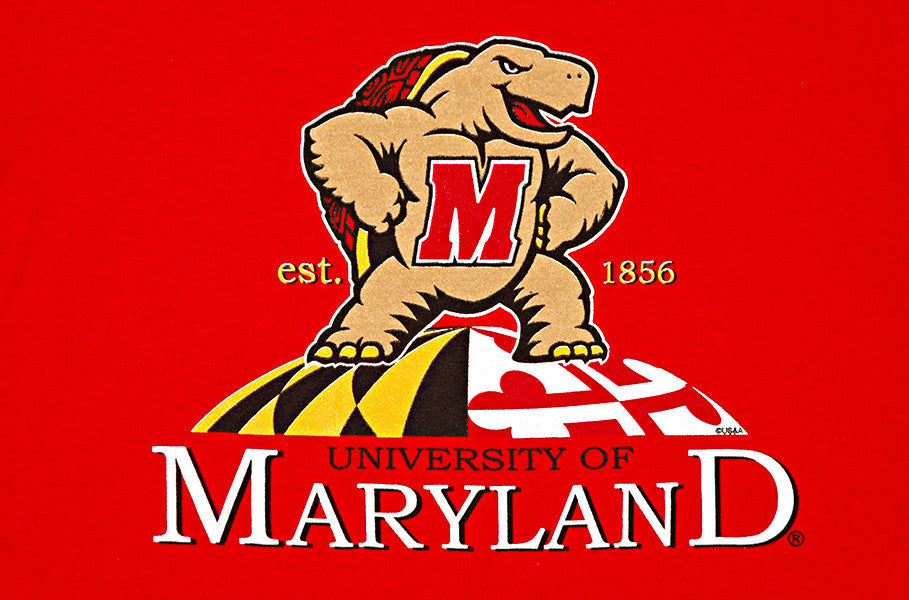YTUM01R Youth T 100% University of Maryland Turtle/Globe RED