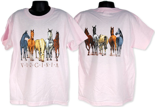 YTVA02P Youth T 100% Virginia Horses Pink