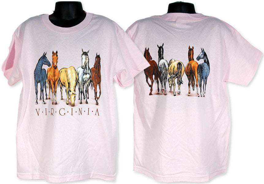 YTVA02P Youth T 100% Virginia Horses Pink