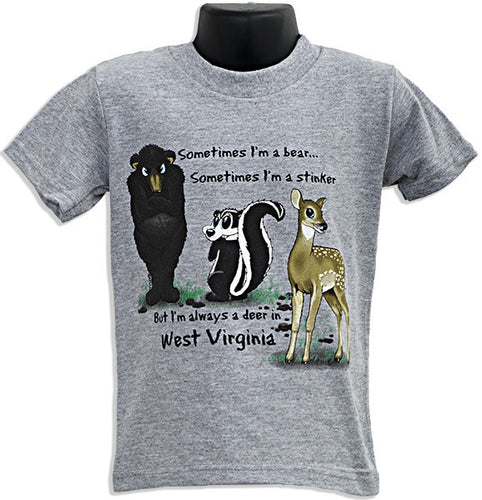 YTWV05A Youth T Little Stinker West Virginia GREY